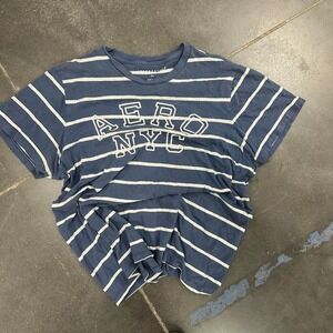 Aeropostale navy blue striped tee